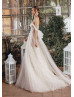 Tie Straps Ivory Lace Tulle Wedding Dress